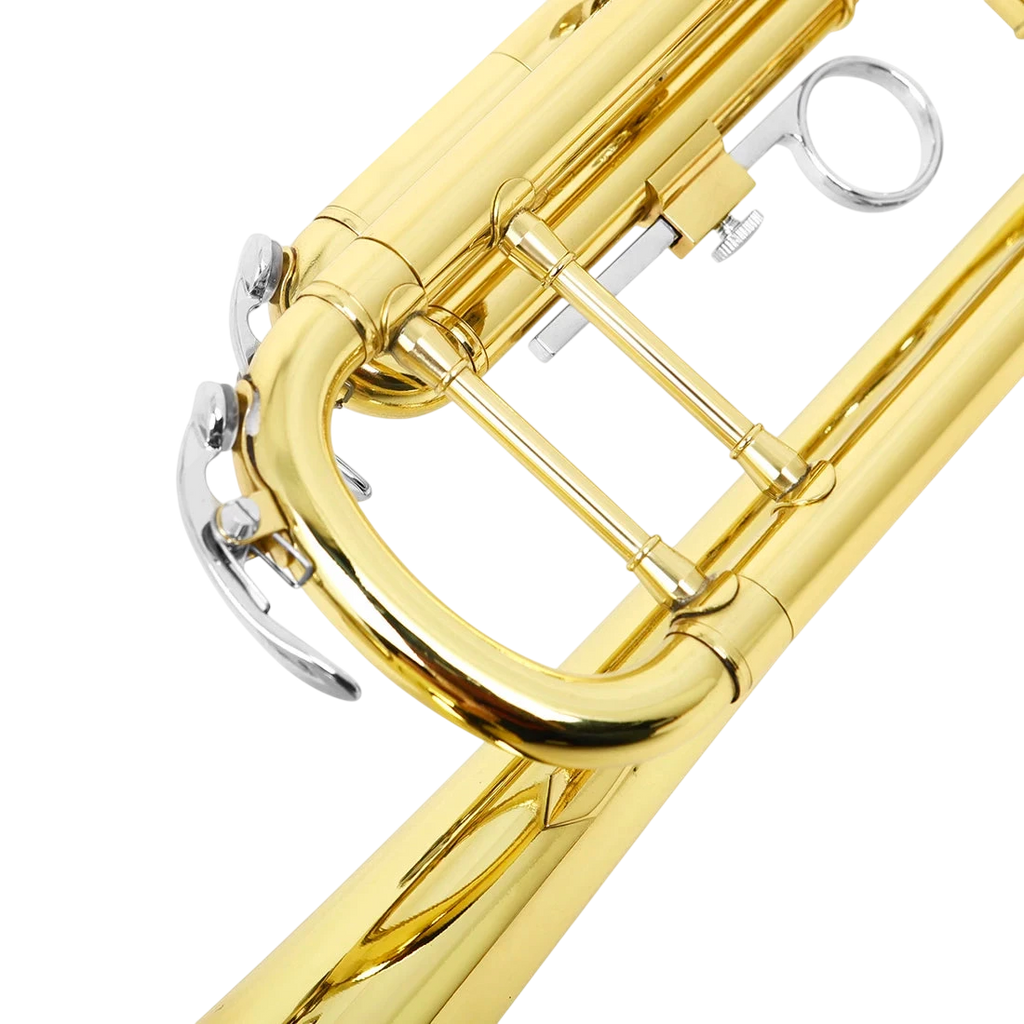 M Mbat Bb B Flat Trumpet Brass Gold Exquisite Durable Musical Instrument With Mouthpiece Bracket Weak Speaker Gloves Strap Case
