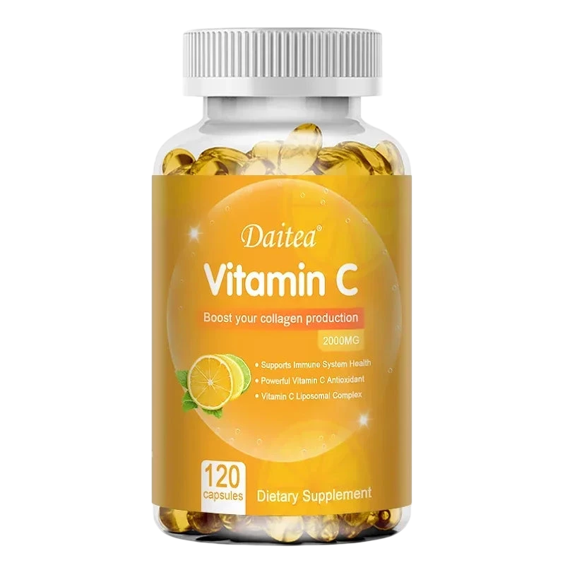 Vitamin C Capsules 2000Mg Promote Collagen Production Support Skin And Immune Health Powerful Antioxidant 120 Capsules