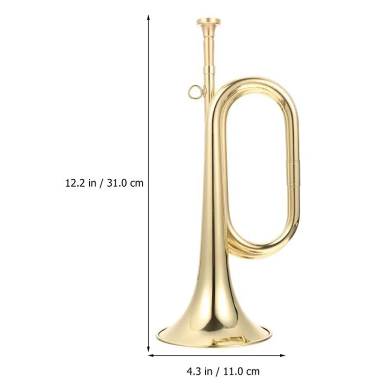 A06F-Small Trumpet Bugle Brass Golden Horn Simple Beginner Wind Instrument For School Band Child Student