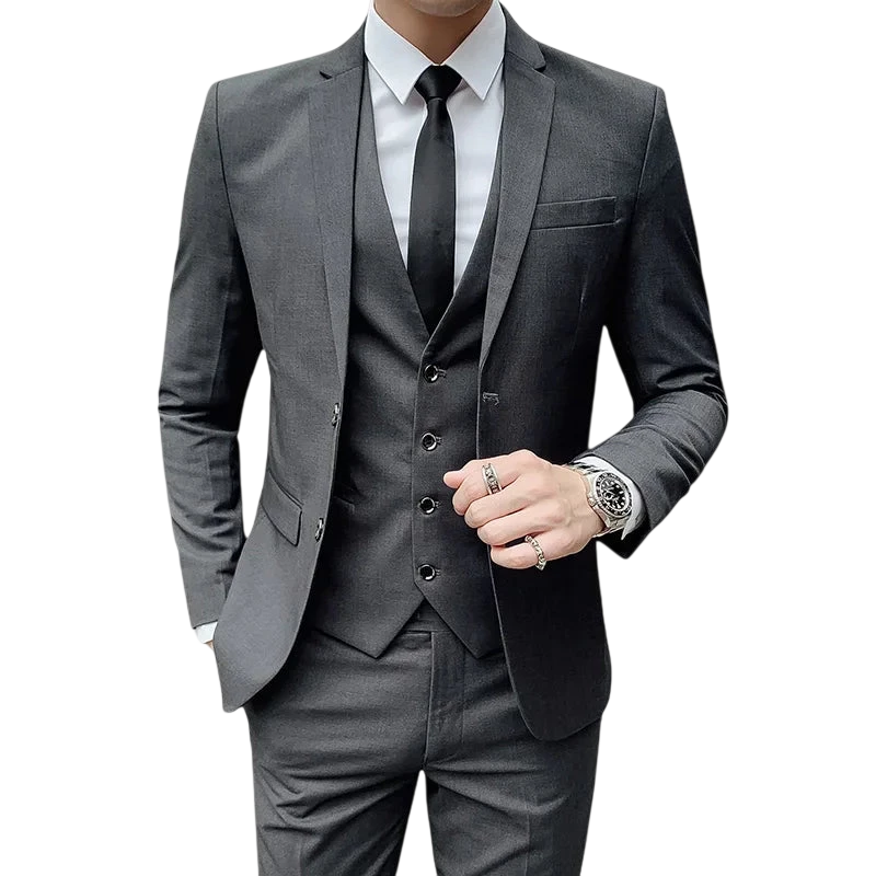 Suit Upgrade The New Fabric Mens Business Gentleman Fashion Slim Work Solid Color Plus Size Fair Dress Wedding Best Man Suit