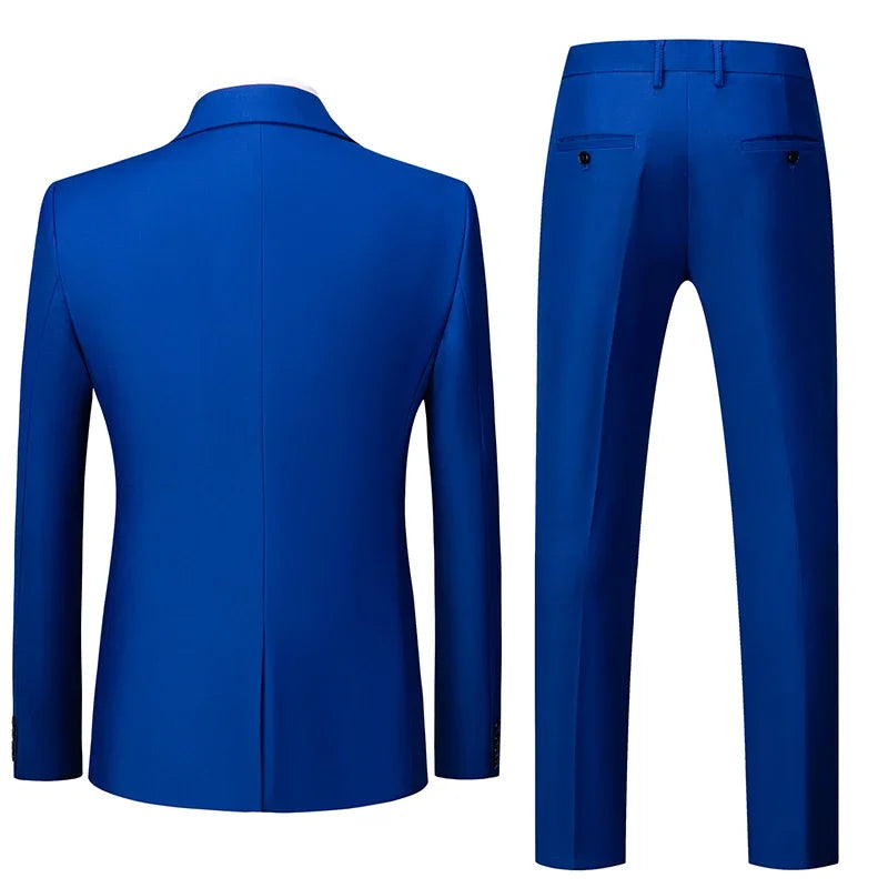purple men's suit suit, suit and vest plus pants, fashionable and casual two-button three-piece suit,16colors , Asian Size M-6XL