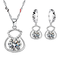 New 925 Silver Color Jewelry Sets Include Rhinestone Necklace Earrings Purse Wedding Anniversary Accessories Gift