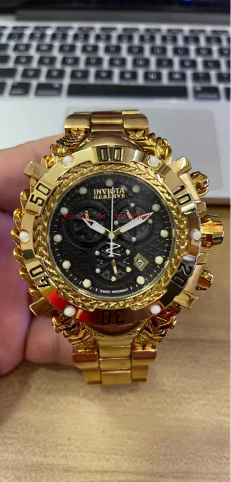 Men's Trend Watch Domineering Thick Large Dial Stainless Steel Chronograph Steel Belt Quartz Multifunctional Men's Trend Watch