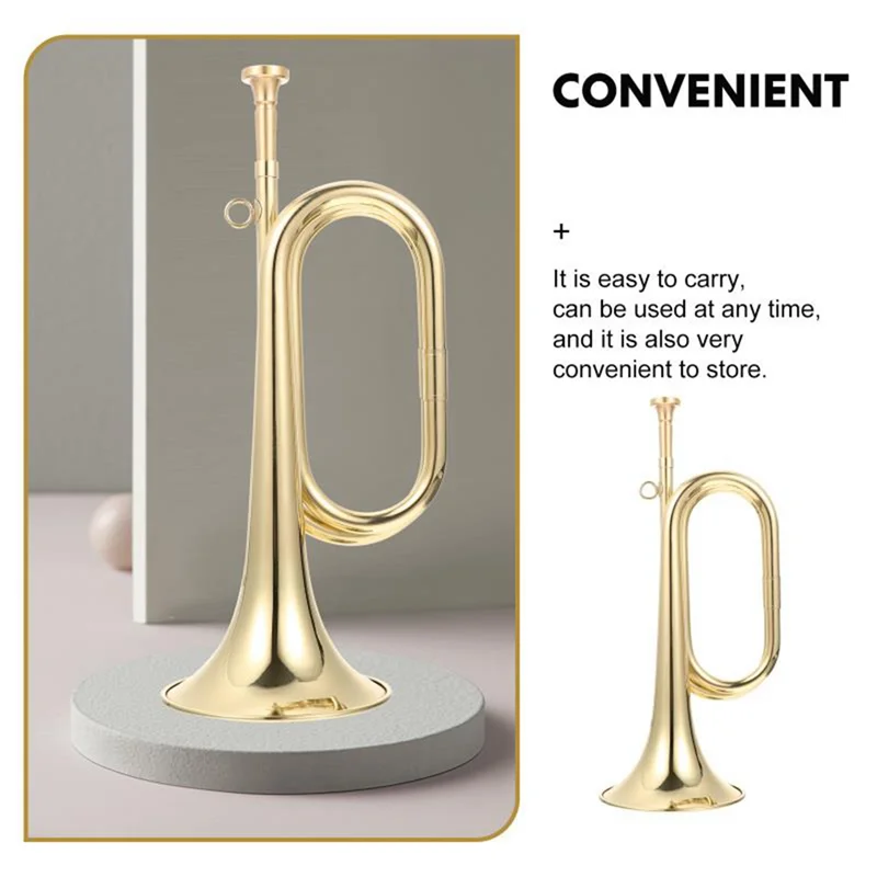 A06F-Small Trumpet Bugle Brass Golden Horn Simple Beginner Wind Instrument For School Band Child Student