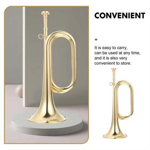 A06F-Small Trumpet Bugle Brass Golden Horn Simple Beginner Wind Instrument For School Band Child Student