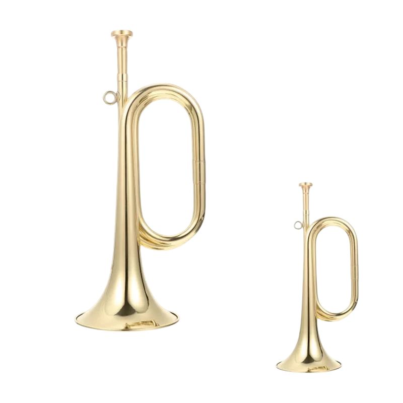 A06F Small Trumpet Bugle Brass Golden Horn Simple Beginner Wind Instrument For School Band Child Student
