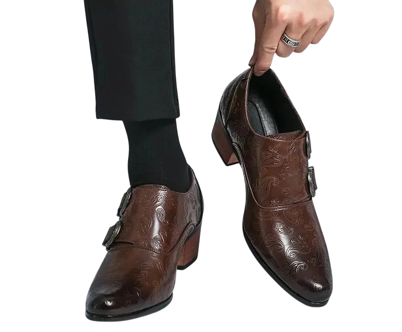 Mens Wedding Shoes Fashion Slim Fit Pointed High Heel Pullover Shoes Breathable Leather Shoes Classic Vintage Mens Dress Shoe