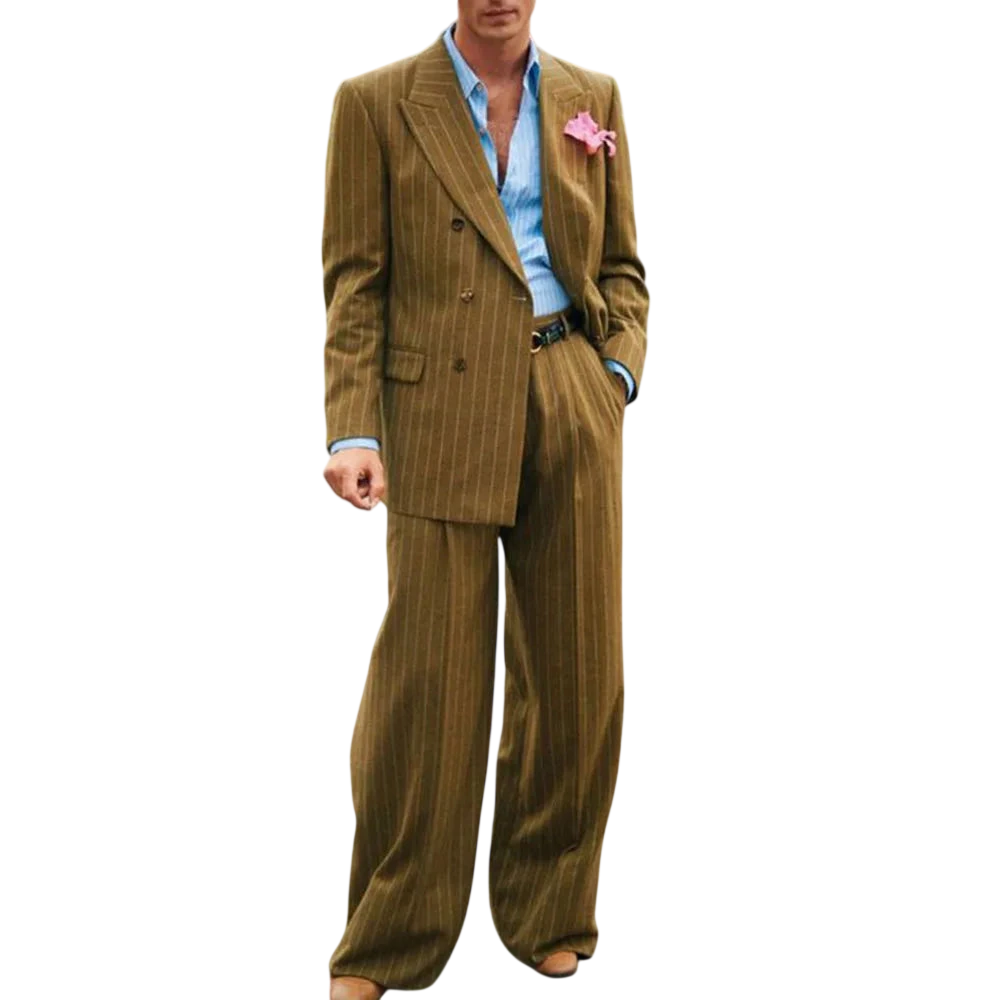 Mens Striped Suit Two Piece Suit Elegant Fashion Suit Casual Fashion Work Wear Party Dress Mens Commuter Wear Mens Clothing