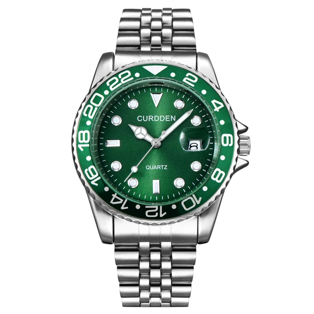 Men Famous Brand Watches Students Boys Fashion Stainless Steel Band Casual Calendar Quartz Watch Green Relogios Masculinos 2024