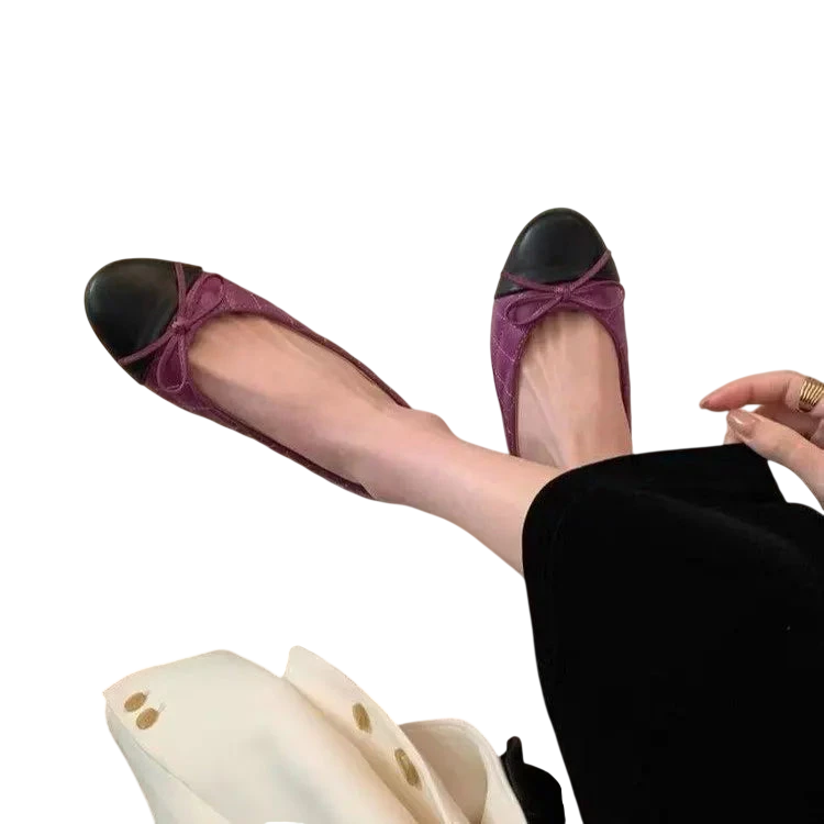 Womens Two Tone Bowtie Flat Heel Loafers Slip On Round Toe Dress Flats Comfortable Vintage Shoes For Office Daily Wear Party
