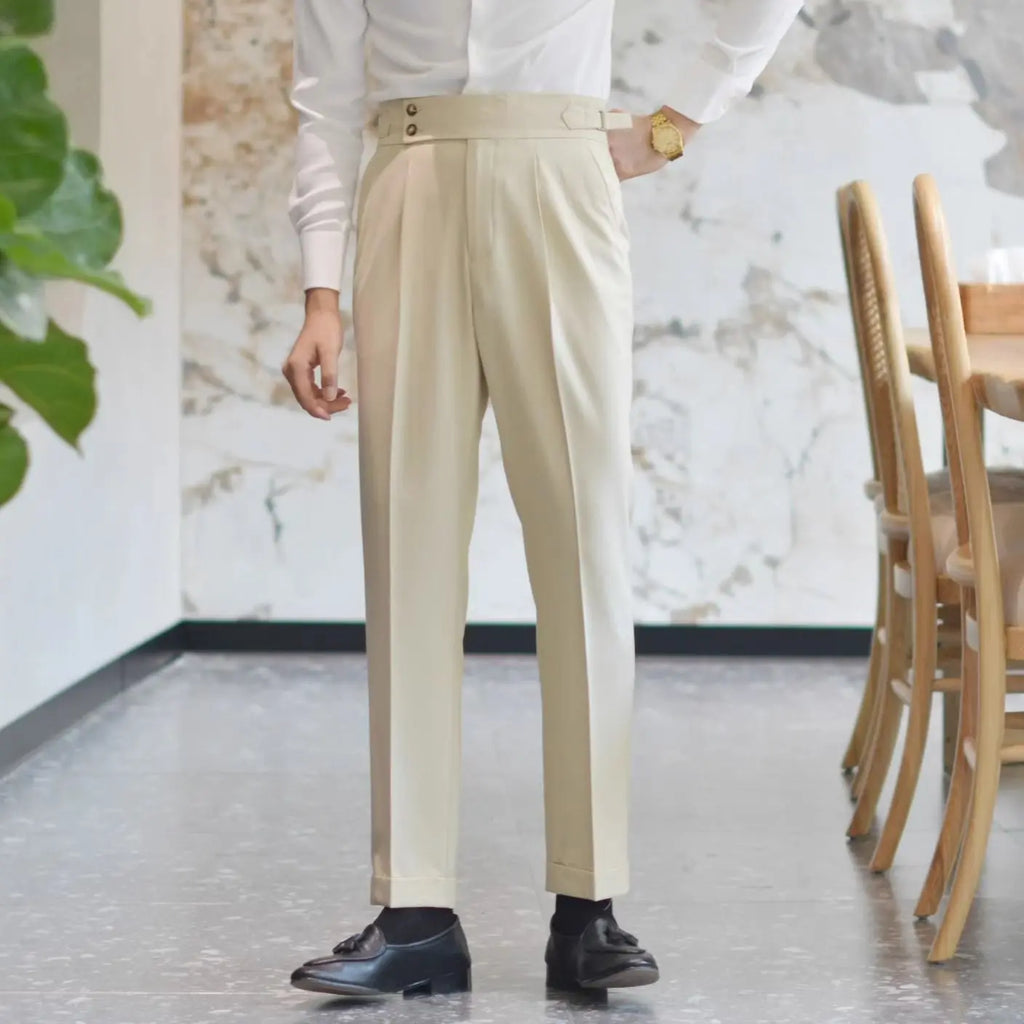 Straight Man Suits Pants Social Tailoring Business High Waist Trousers for Men Summer 2025 Formal New in Work Wear Elegant Up