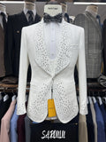Luxurious Fashionable Men's Suit Heavy Beaded Party Celebrity Groom Wear Decent Jacket Vest Pants Set Four Seasons On Sale
