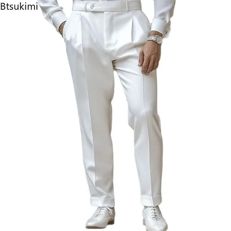 New Men's High-end Suit Pants Elegant Fashion Casual Party Dress Pants Spring Autumn Men Business Social Straight Formal Trouser