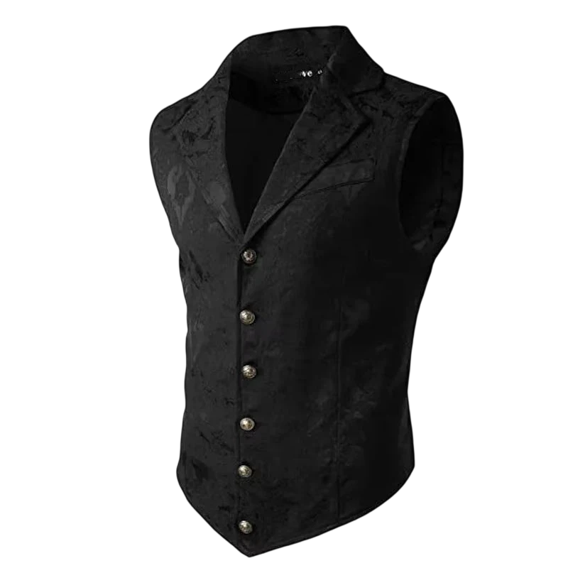 Suits Vest Coat Men Button Formal Sleeveless Coats Floral Print Gothic Punk Victoria Costume Waistcoat Lapel Collar Vest Uniform