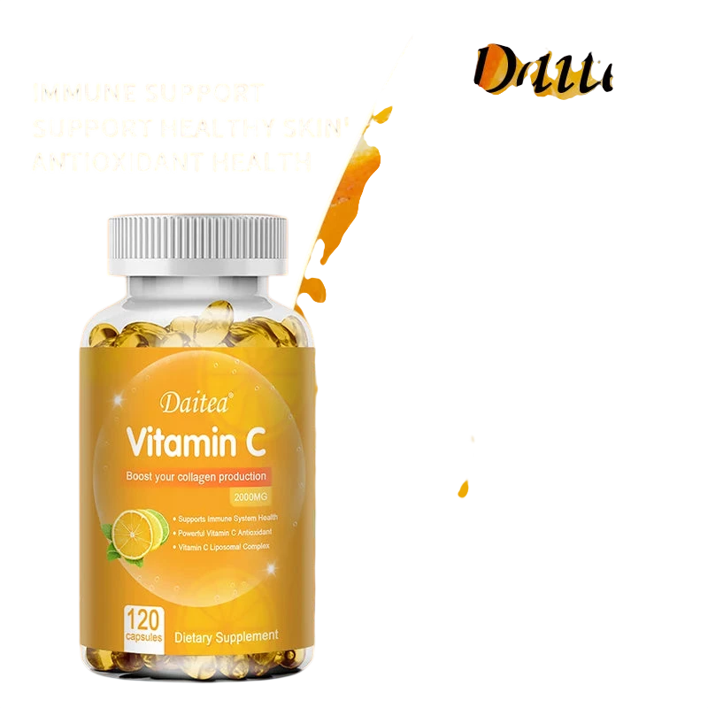 Vitamin C Capsules 2000Mg Promote Collagen Production Support Skin And Immune Health Powerful Antioxidant 120 Capsules