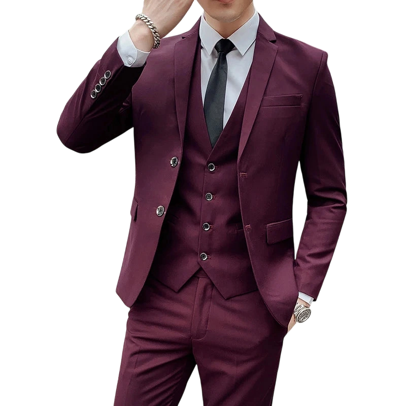 Suit Upgrade The New Fabric Mens Business Gentleman Fashion Slim Work Solid Color Plus Size Fair Dress Wedding Best Man Suit