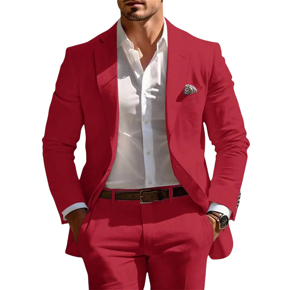 Classic Summer Mens Suit 2Pcs For Wedding Formal Solid Suit Including Jacket Pants For Party Classic Occasion Clothing