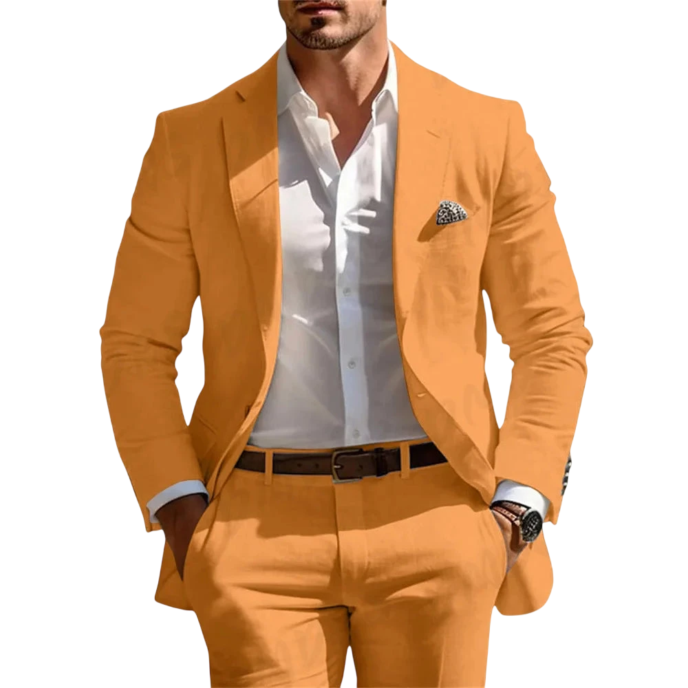 Classic Summer Mens Suit 2Pcs For Wedding Formal Solid Suit Including Jacket Pants For Party Classic Occasion Clothing
