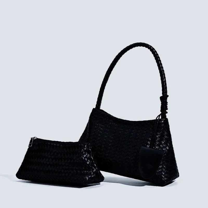 Women's hand-woven handbag2026New trendy fashion niche underarm bag, simple shoulder bag, bucket bag, mother-daughter bag