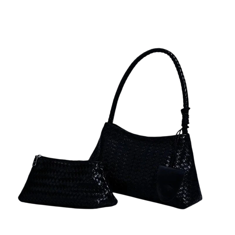 Womens Hand Woven Handbag2026New Trendy Fashion Niche Underarm Bag Simple Shoulder Bag Bucket Bag Mother Daughter Bag