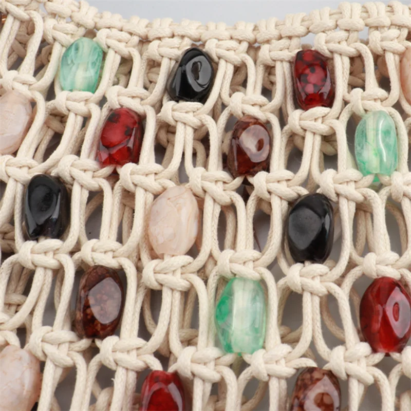 Retro Hand-woven Hollow Beaded Handbag For Women High-end Luxury Elegant Handbag European American Fashion Lady Beach Bags