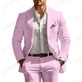 Classic Summer Men's Suit 2PCS For Wedding Formal Solid Suit Including Jacket Pants For Party Classic Occasion Clothing