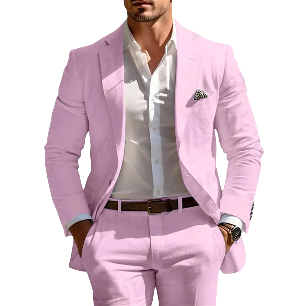 Classic Summer Mens Suit 2Pcs For Wedding Formal Solid Suit Including Jacket Pants For Party Classic Occasion Clothing