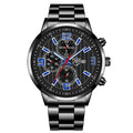 Men's Fashion Sports Watches for Men Business Stainless Steel Quartz Wristwatch Calendar Man Casual Leather Luminous Clock Watch