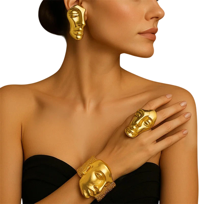 Light Luxury Unique And Cool Style Creative Design Irresistible Temperament Facial Mask Jewelry Set