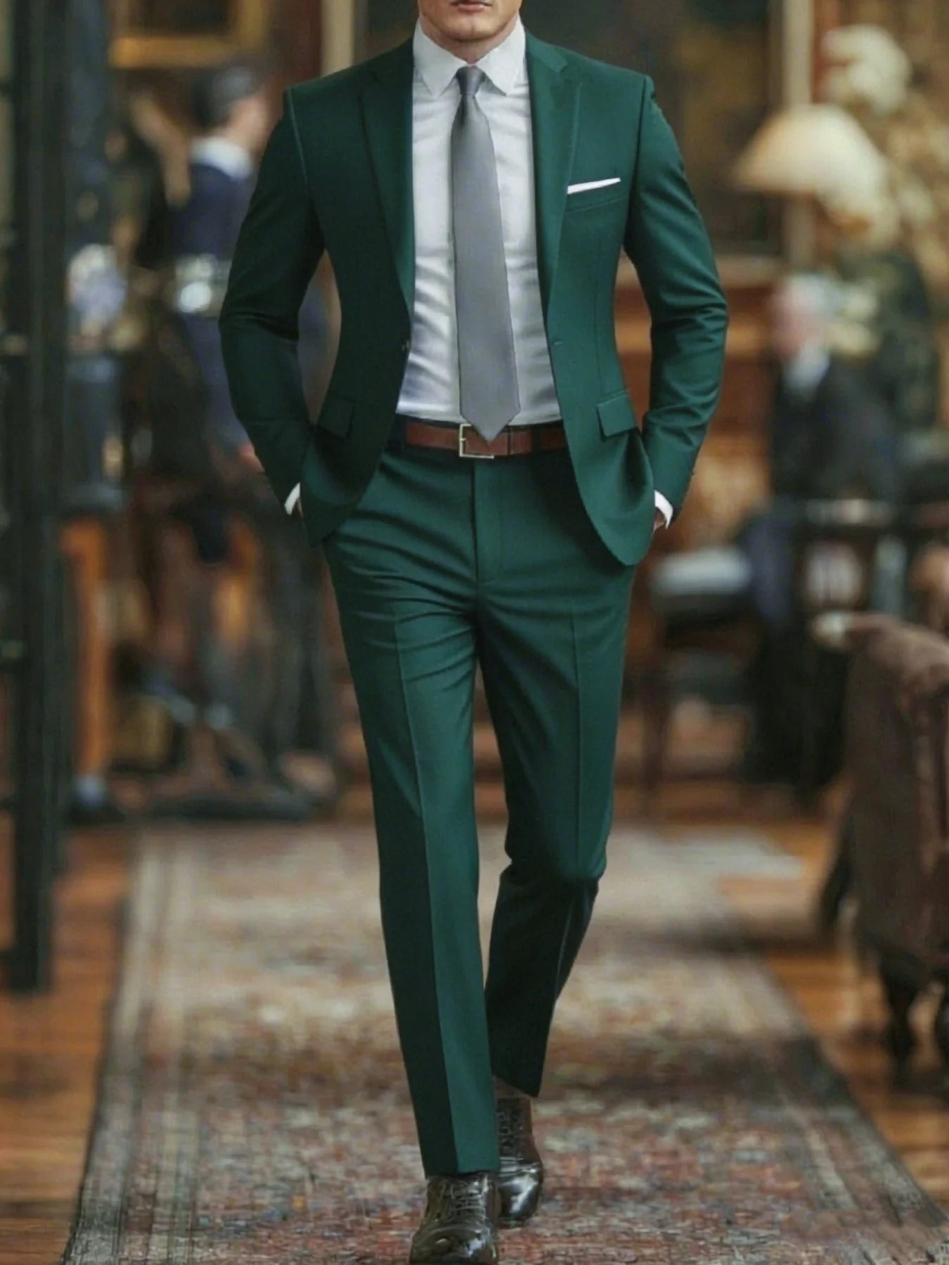 Men's Suit 2pcs Set, Elegant Formal Jacket And Pants, Great Wear for Wedding, Party And Formal Dinner
