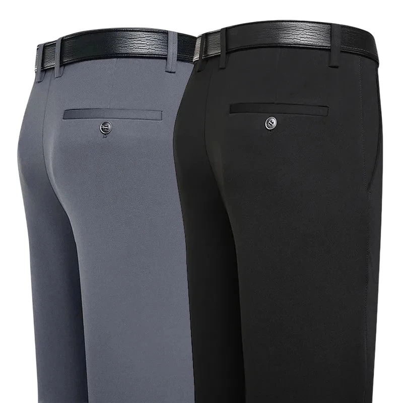 Suit Pants Men Business Casual Trousers Formal Dress Straight Pants Elastic Black Navy Blue Male Clothing