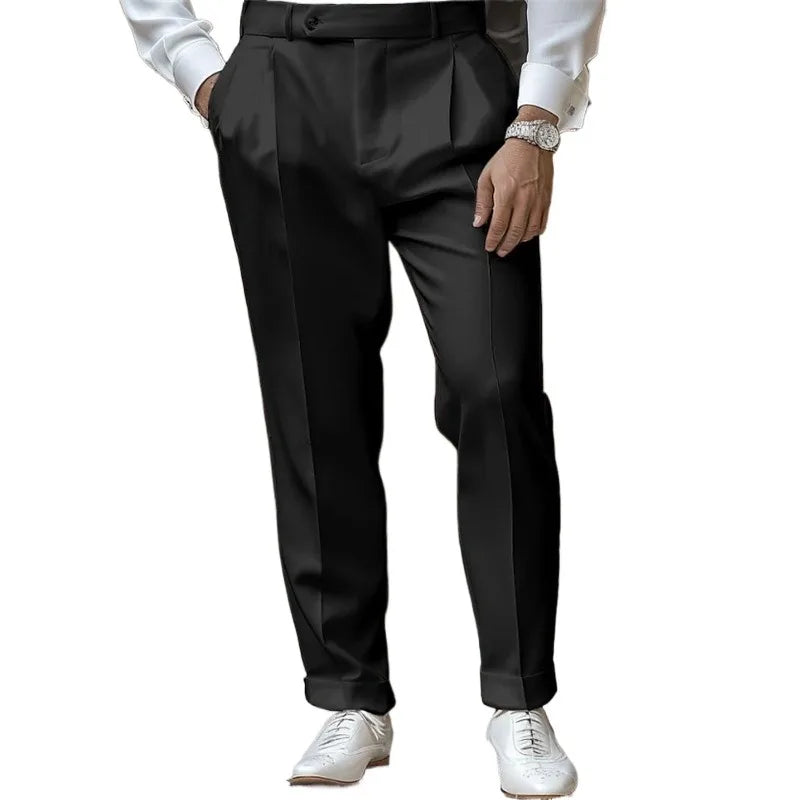 New Men's High-end Suit Pants Elegant Fashion Casual Party Dress Pants Spring Autumn Men Business Social Straight Formal Trouser