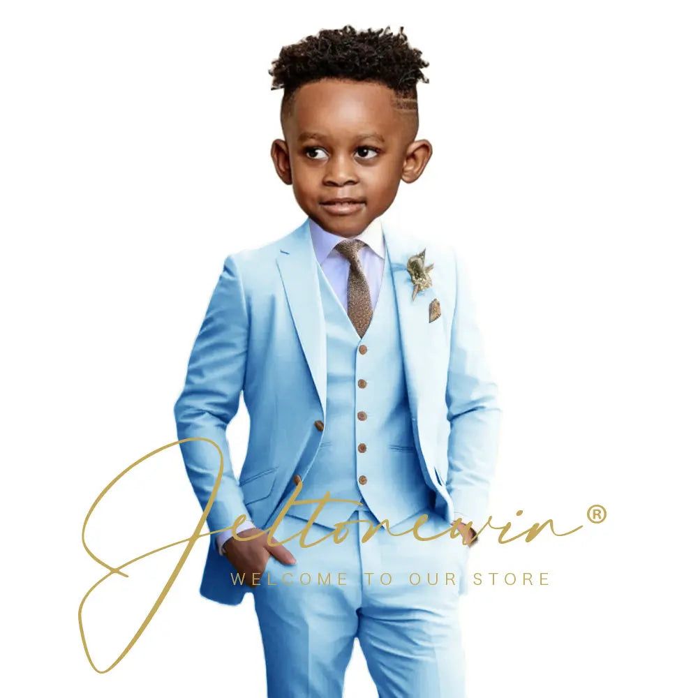 Suit Boys Wedding Tuxedo Beige Jacket Vest Pants 3 Piece Set Formal Clothes Holiday Party Blazer Kids Custom Outfit