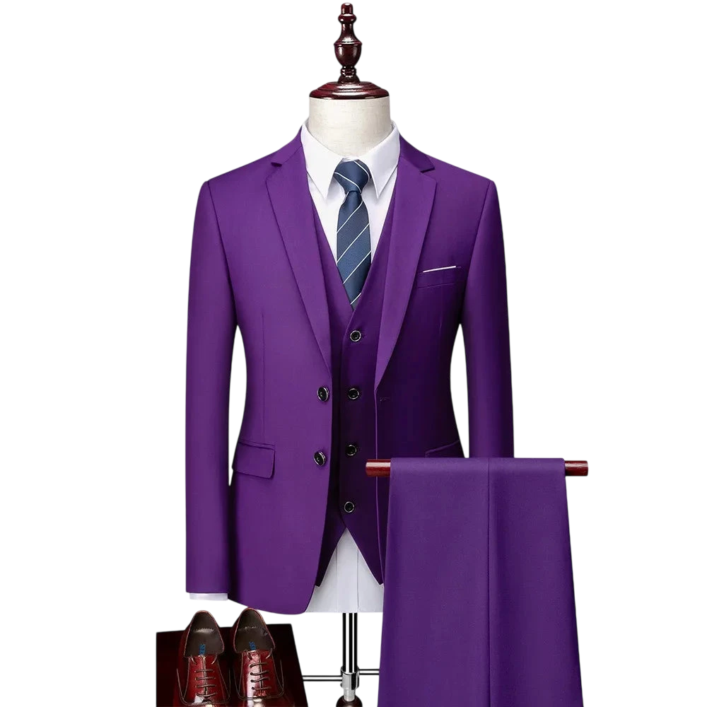 Men 3Pcs Set Suits Slim Fit 2 Buttons Blazer Formal Business Jackets Korean Style Suit Vest Groom Wedding Prom Dinner Waistcoats