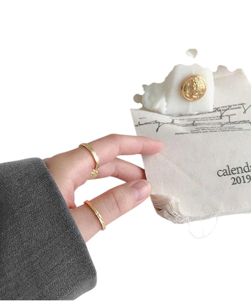 Irregular Gold and Silver Textured Rings