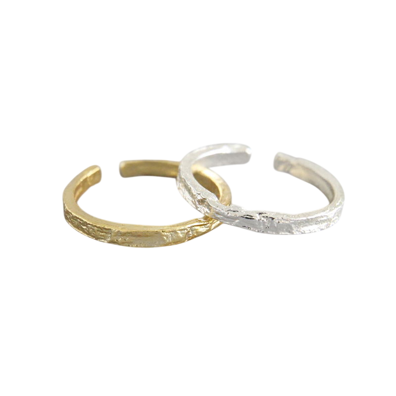 Irregular Gold and Silver Textured Rings