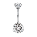 FUNLMO Titanium Belly Button Rings Belly Piercing Jewelry 14G Belly Rings for Women Belly Piercings Navel Rings Navel Jewelry Navel Barbell Stud Double Cube Zircon Inlaid Internally Threaded