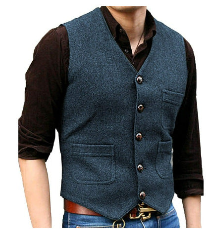 Men's Vest in Organic Cotton, Wool, and Cashmere Blend