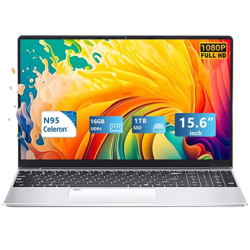 15.6Inch Gaming Laptop Laptops N95 (Up to 3.4GHz) Processor Lap top 16GB Notebook Computer 1TB SSD Traditional Computers FHD IPS 180 Angle Opening Backlit Keyboard Fingerprint Unlock Netbook