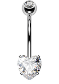 OUFER 14G Belly Rings Long Belly Button Rings G23 Solid Titanium Belly Piercing Jewelry Heart Shaped Navel Piercing Jewelry Belly Rings for Women Men-14mm