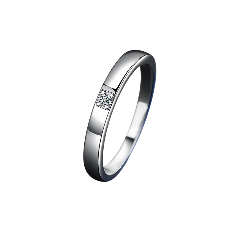Simple S925 Mosangshi Wedding Rings Pair
