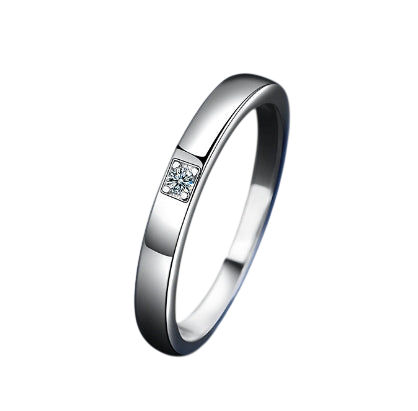 Simple S925 Mosangshi Wedding Rings (Pair)