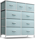 Sorbus Kids Dresser with 9 Drawers - Furniture Storage Chest Tower Unit for Bedroom Hallway Closet Office Organization - Steel Frame Wood Top Fabric Bins (Aqua Solid)