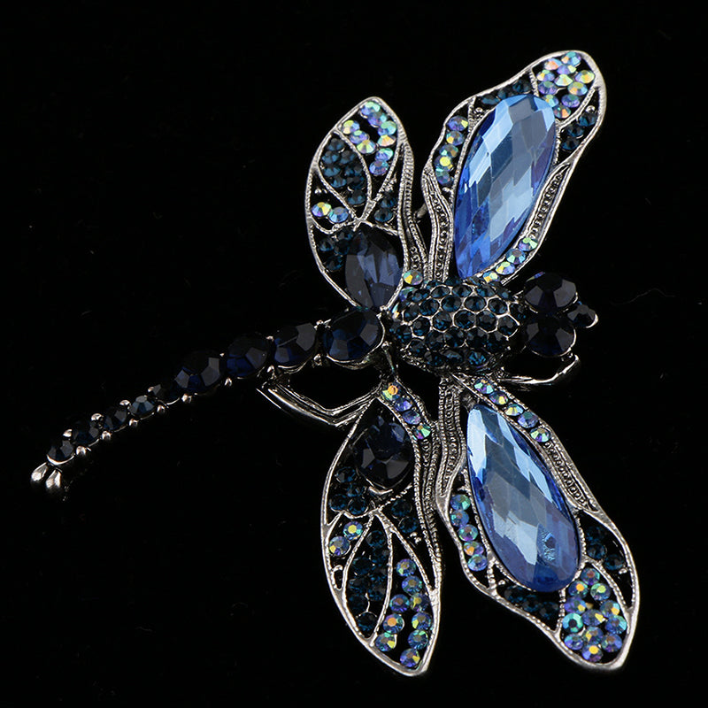 Vintage Blue Dragonfly and Diamond Brooch for Scarves