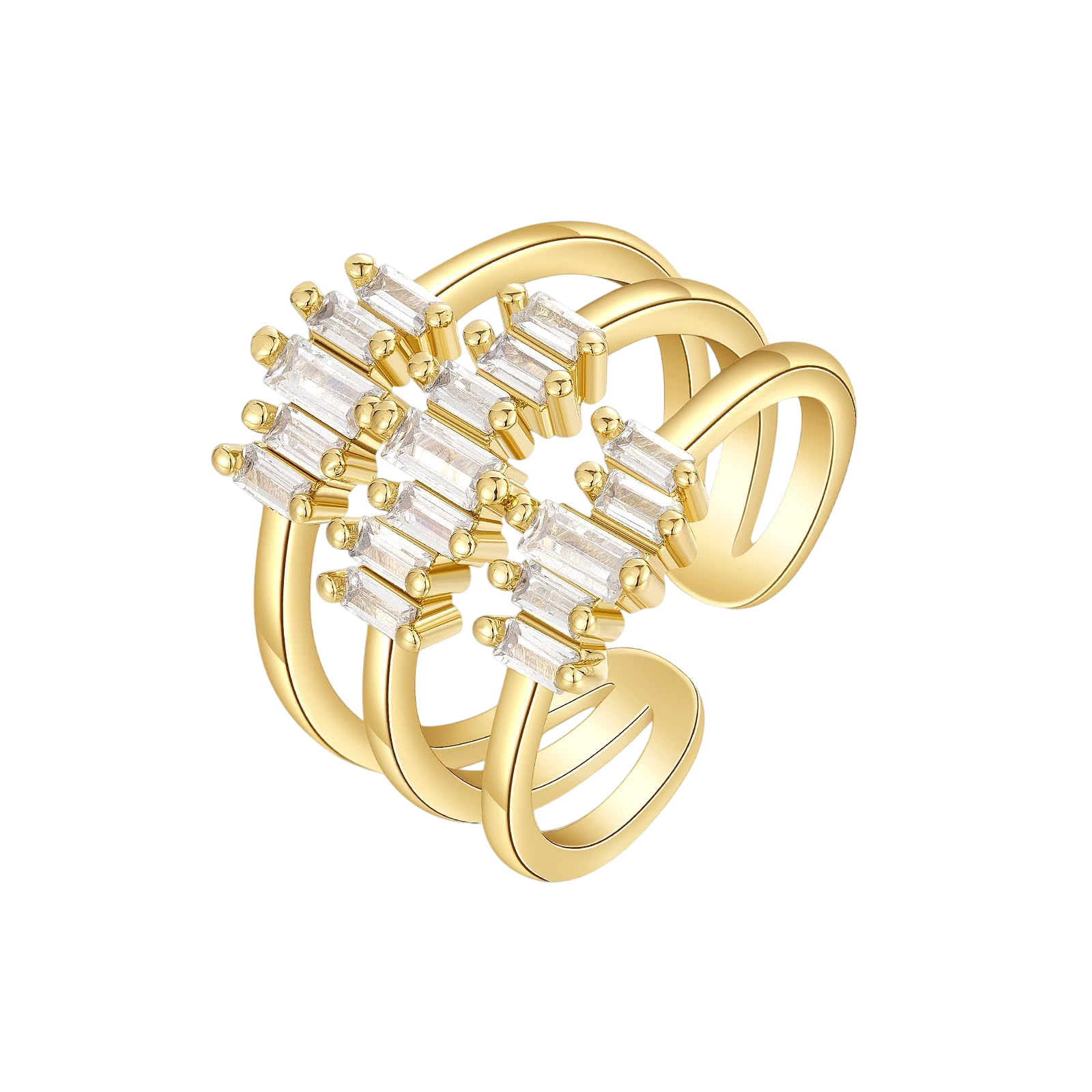 KissYan Gold Rings for Women 14K Gold Plated Adjustable Statement Irregular Geometric Diamond Chunky Finger Rings Twisted Open Stackable Band Rings Dainty Cubic Zirconia Jewelry Gifts(R27)