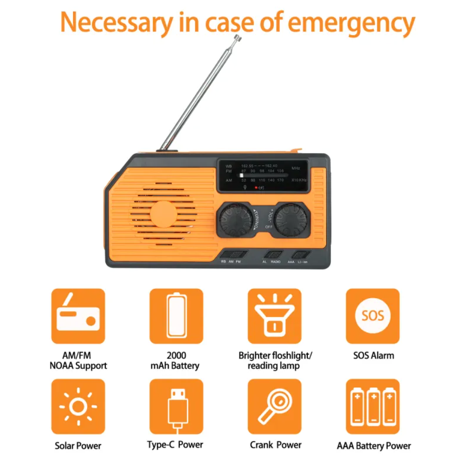 Mini Hand-Crank Solar Emergency Radio with Light