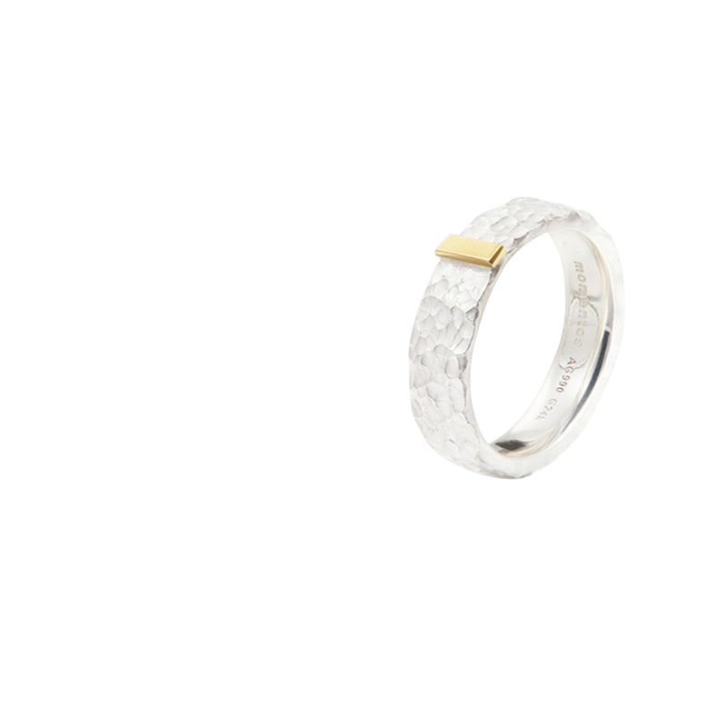 Vintage Stone Pattern Hammered Couple Rings