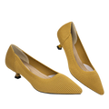 Ahzehrse Comfortable Heels For Women Slip On Pointed Toe Kitten Low Heel Pumps Shoes Prom Office Work Formal Pumps Heels Yellow