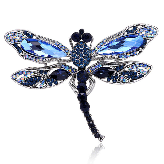 Vintage Blue Dragonfly and Diamond Brooch for Scarves