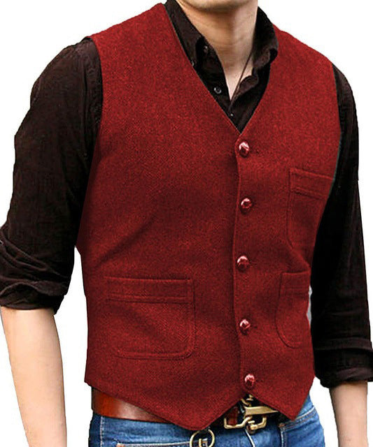 Men's Vest in Organic Cotton, Wool, and Cashmere Blend